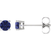 14K White 4 mm Natural Tanzanite Earrings