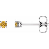 14K White 2.5 mm Natural Yellow Sapphire Earrings