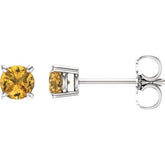 14K White 4 mm Natural Yellow Sapphire Earrings
