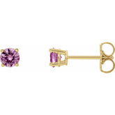 14K Yellow 2.5 mm Natural Pink Sapphire Earrings