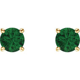 14K Yellow 5 mm Natural Emerald Earrings