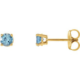 14K Yellow 4 mm Natural Aquamarine Earrings