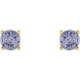 14K Yellow 4 mm Natural Tanzanite Earrings