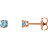 14K Rose 4 mm Natural Aquamarine Earrings