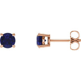 14K Rose 5 mm Natural Blue Sapphire Earrings