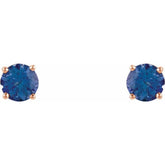 14K Rose 5 mm Natural Tanzanite Earrings