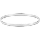 14K White Engravable 8 mm Half Round Bangle 7 1/2" Bracelet