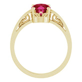 14K Yellow Lab-Grown Ruby Ring