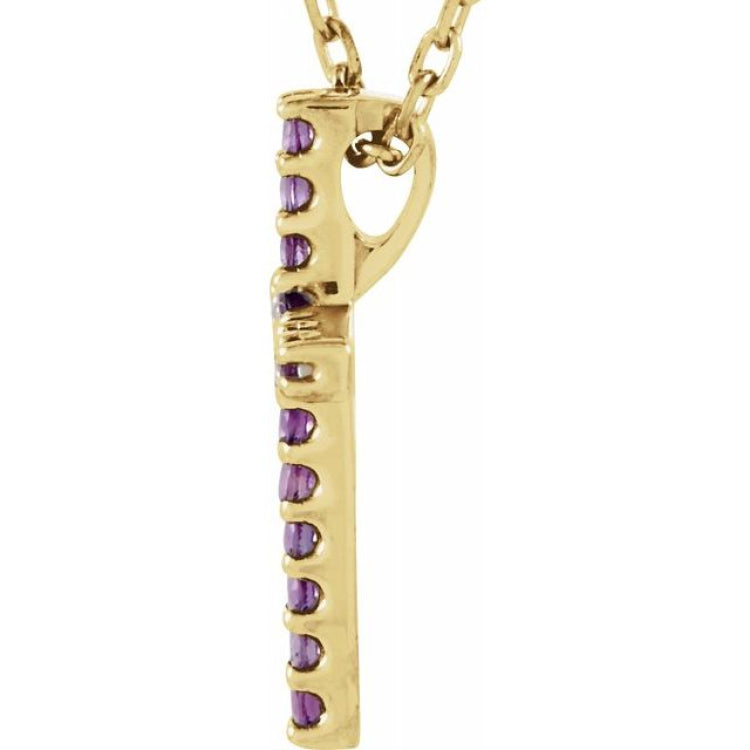 14K Yellow Natural Amethyst Petite Cross 16" Necklace 14K Yellow Natural Amethyst Petite Cross 16" Necklace
