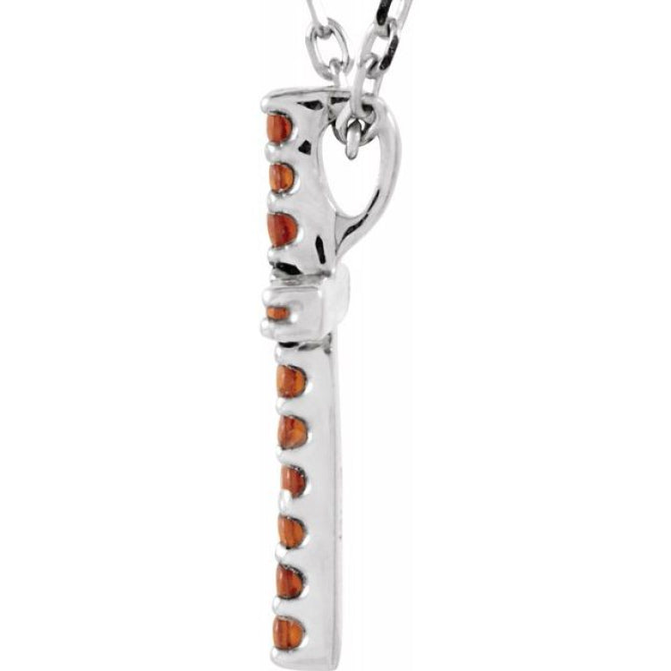 14K White Natural Mozambique Garnet Petite Cross 16" Necklace 14K White Natural Mozambique Garnet Petite Cross 16" Necklace