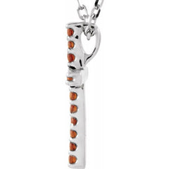 14K White Natural Mozambique Garnet Petite Cross 16" Necklace 14K White Natural Mozambique Garnet Petite Cross 16" Necklace