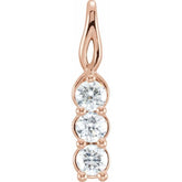 14K Rose 1/2 CTW Natural Diamond Three-Stone Pendant