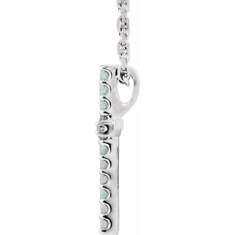14K White Natural Swiss Blue Topaz Petite Cross 16" Necklace 14K White Natural Swiss Blue Topaz Petite Cross 16" Necklace