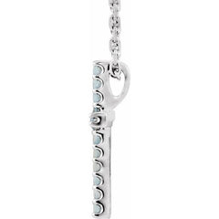 14K White Natural Swiss Blue Topaz Petite Cross 16" Necklace 14K White Natural Swiss Blue Topaz Petite Cross 16" Necklace