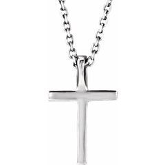 14K White Natural Swiss Blue Topaz Petite Cross 16" Necklace 14K White Natural Swiss Blue Topaz Petite Cross 16" Necklace
