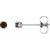 14K White 2.5 mm Natural Smoky Quartz Earrings