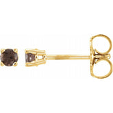 14K Yellow 2.5 mm Natural Smoky Quartz Earrings