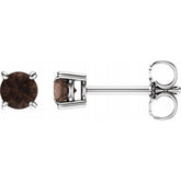 14K White 4 mm Natural Smoky Quartz Earrings