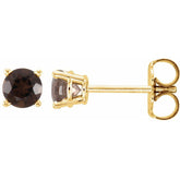 14K Yellow 4 mm Natural Smoky Quartz Earrings