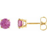 14K Yellow 5 mm Natural Pink Tourmaline Earrings