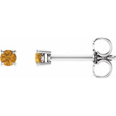 14K White 2.5 mm Natural Citrine Earrings