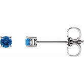 14K White 2.5 mm Natural Swiss Blue Topaz Earrings