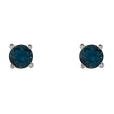 14K White 4 mm Natural London Blue Topaz Earrings