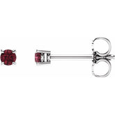 14K White 2.5 mm Natural Mozambique Garnet Earrings