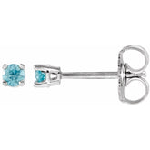 14K White 2.5 mm Natural Blue Zircon Earrings