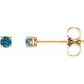 14K Yellow 2.5 mm Natural Blue Zircon Earrings