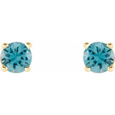 14K Yellow 4 mm Natural Blue Zircon Earrings