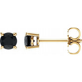 14K Yellow 4 mm Natural Black Onyx Earrings