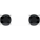 14K White 5 mm Natural Black Onyx Earrings