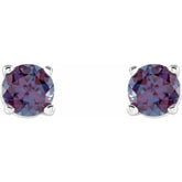 14K White 4 mm Lab-Grown Alexandrite Earrings