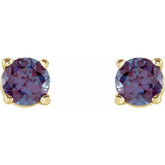 14K Yellow 4 mm Lab-Grown Alexandrite Earrings