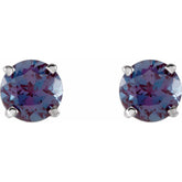 14K White 5 mm Lab-Grown Alexandrite Earrings