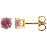 14K Yellow 2.5 mm Natural Pink Tourmaline Earrings