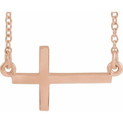 14K Rose 17x9 mm Sideways Cross 16-18" Necklace 14K Rose 17x9 mm Sideways Cross 16-18" Necklace