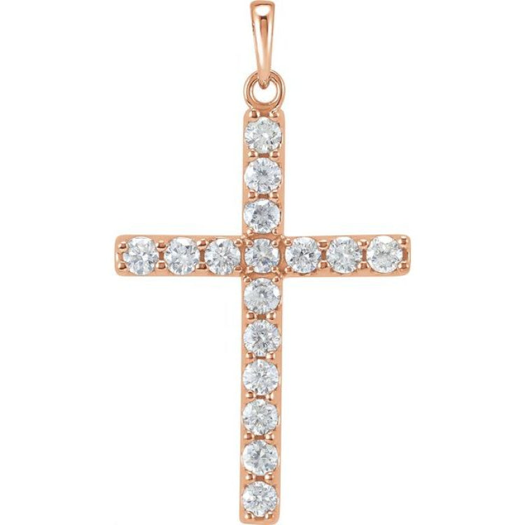 14K Rose 1/4 CTW Natural Diamond Cross Pendant 14K Rose 1/4 CTW Natural Diamond Cross Pendant