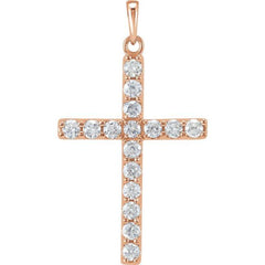 14K Rose 1/4 CTW Natural Diamond Cross Pendant 14K Rose 1/4 CTW Natural Diamond Cross Pendant