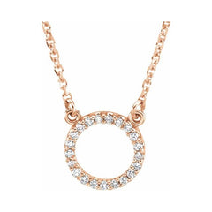 14K Rose .08 CTW Natural Diamond Circle 16" Necklace 14K Rose .08 CTW Natural Diamond Circle 16" Necklace