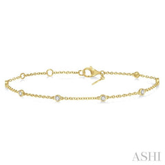 1/4 Ctw Circular Mount Round Cut Diamond Station Bracelet in 14K Yellow Gold 1/4 Ctw Circular Mount Round Cut Diamond Station Bracelet in 14K Yellow Gold