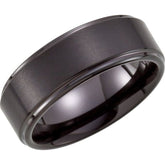 Black PVD Tungsten 8 mm Stepped-Edge Comfort-Fit Band Size 10