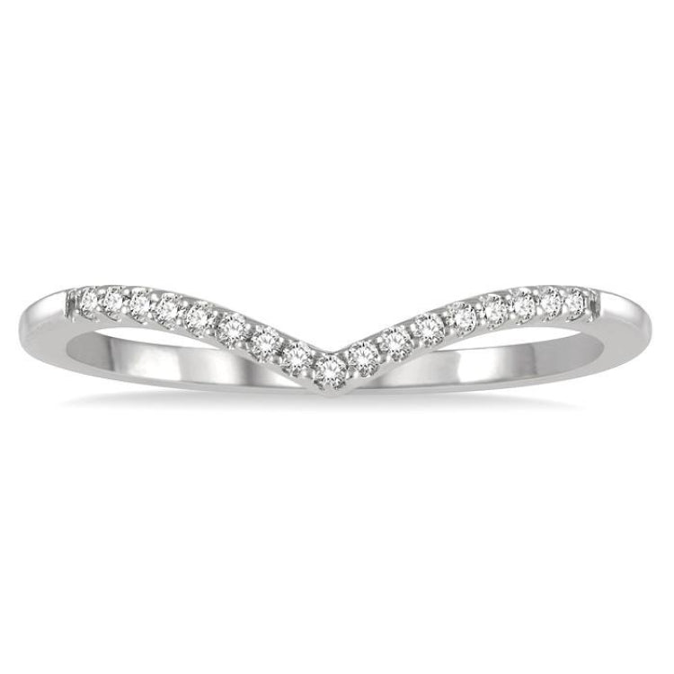 1/10 Ctw Chevron Round Cut Diamond Petite Ring in 14K White Gold 1/10 Ctw Chevron Round Cut Diamond Petite Ring in 14K White Gold