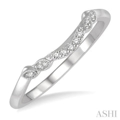 1/20 ctw Floral Lattice Shank Round Cut Diamond Wedding Band in 14K White Gold 1/20 ctw Floral Lattice Shank Round Cut Diamond Wedding Band in 14K White Gold