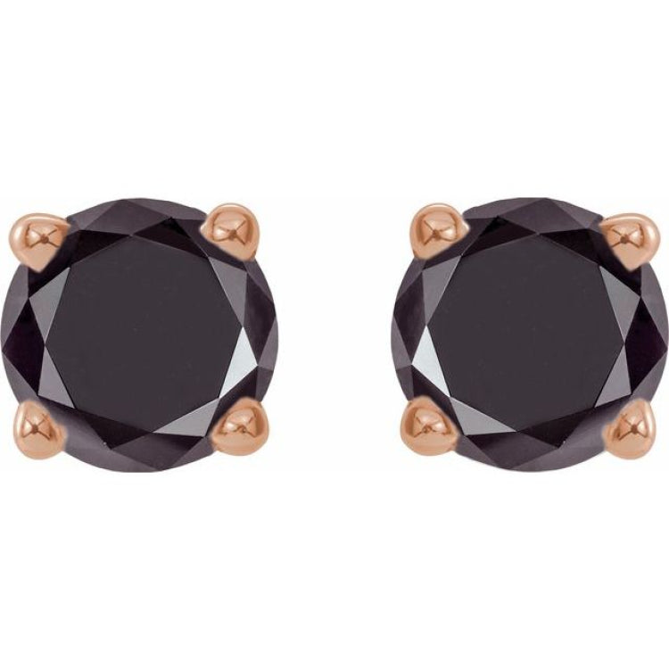 14K Rose 1/2 CTW Natural Black Diamond Stud Earrings 14K Rose 1/2 CTW Natural Black Diamond Stud Earrings