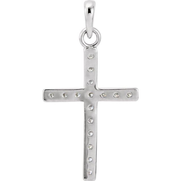 14K White 1/8 CTW Natural Diamond Cross Pendant 14K White 1/8 CTW Natural Diamond Cross Pendant