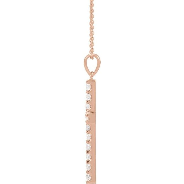 14K Rose 1/8 CTW Natural Diamond Cross 18" Necklace 14K Rose 1/8 CTW Natural Diamond Cross 18" Necklace