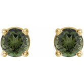 14K Yellow 3 mm Natural Green Tourmaline Earrings