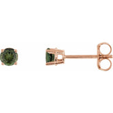 14K Rose 3 mm Natural Green Tourmaline Earrings